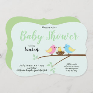 Baby birds Branch Nest Baby Shower Invitation