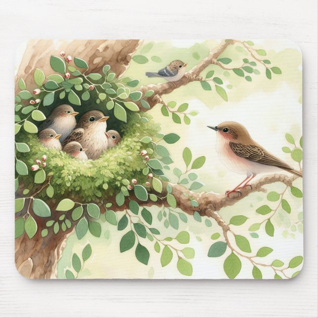 Baby Birds In Nest Mouse Pad (Front)