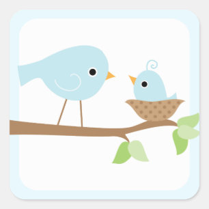 Baby Bird's Nest (blue) Square Sticker