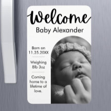Baby Birth Announcement -  Arched Photo Magnet