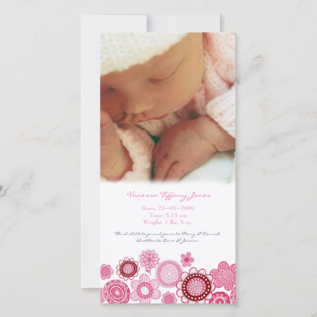 Baby Birth Announcement Custom Made Photo Card (Front)