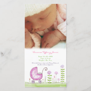 Baby Birth Announcement Custom Made Photo Card