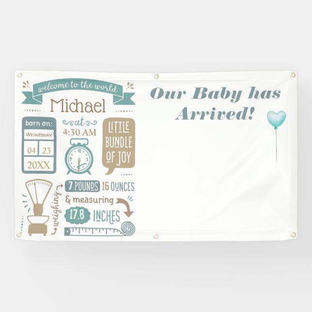 Baby Birth Announcement Customised Banner (Horizontal)