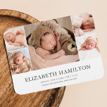 Baby Birth Announcement Elegant Photo Magnet<br><div class="desc">Elegant birth announcement features 5 photo.</div>