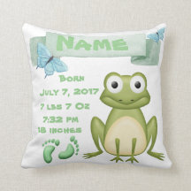 Baby Birth Announcement Frog Pillow