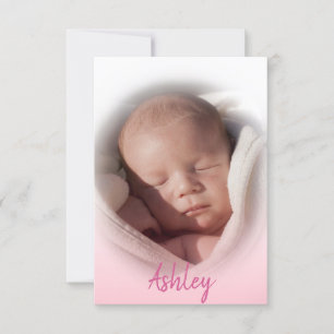 Baby Birth Announcement Girl Pink   PHOTO