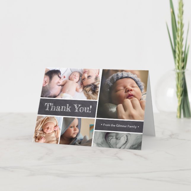 Baby birth Announcement Photo Collage Thank You (Front)