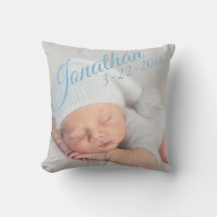 Baby Birth Announcement Photo Personalised Cushion