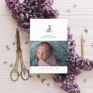 BABY BIRTH ANNOUNCEMENT   Watercolor Bunny