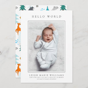 BABY BIRTH ANNOUNCEMENT Woodland Baby Animals