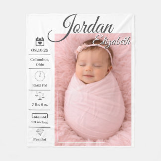 Baby Birth Photo Fleece Blanket