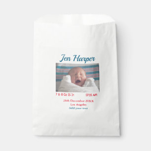 Baby birth stats add name place date keepsake memo favour bag