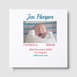 Baby birth stats add name place date keepsake memo guest book