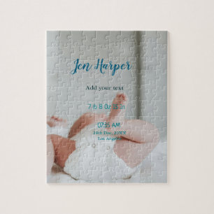 Baby birth stats add name place date keepsake memo jigsaw puzzle