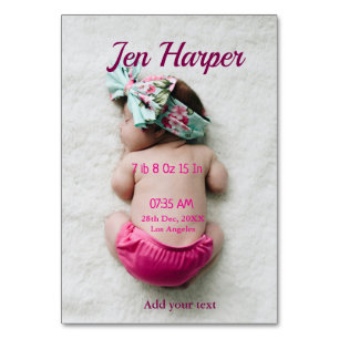 Baby birth stats add name place date keepsake memo table number