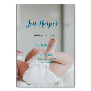 Baby birth stats add name place date keepsake memo table number