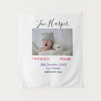 Baby birth stats add name place date keepsake memo tapestry