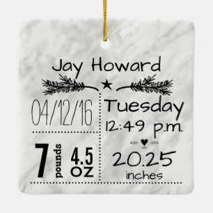 Baby Birth Stats Birth Record Christmas Photo Ceramic Tree Decoration