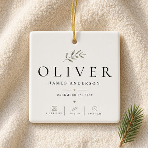 Baby Birth Stats Name Newborn First Christmas Ceramic Ornament
