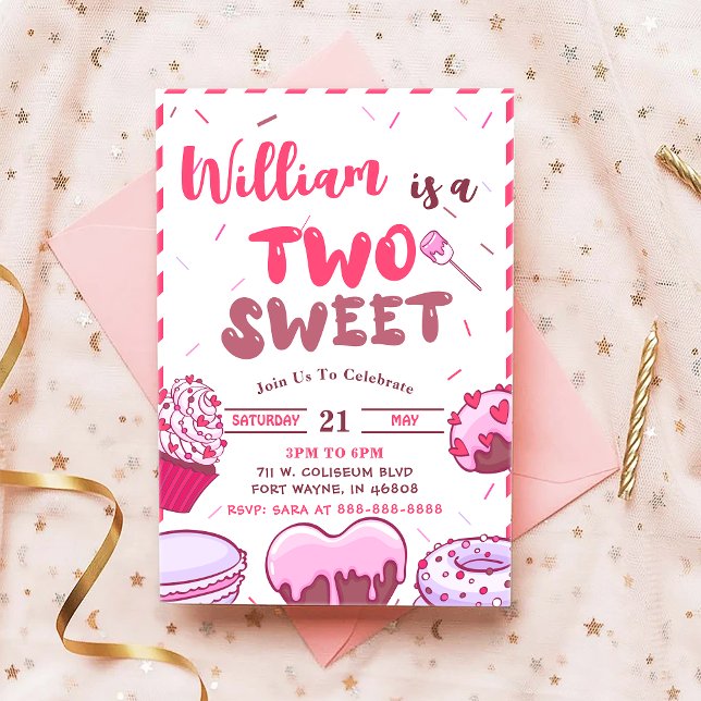 Baby Birthday Candy Two Sweet Party Invitation (Creator Uploaded)