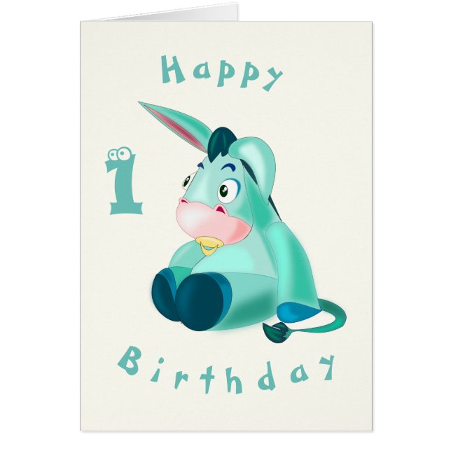 Baby Birthday Card Baby Donkey - Personalised (Front)