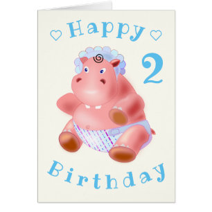 Baby Birthday Card Baby Hippo - Personalised