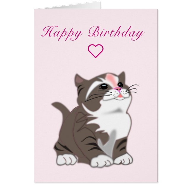 Baby Birthday Card Baby Kitten - Your Text Name (Front)