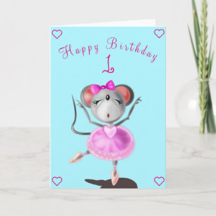 Baby Birthday Card Ballet Dancer Mouse - Your Text
