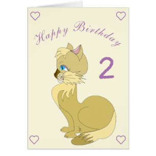 Baby Birthday Card Blue Eyed Cat - Personalised