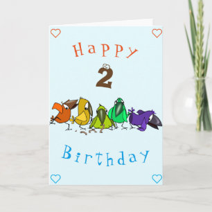 Baby Birthday Card Colourful Birds - Personalised