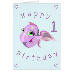 Baby Birthday Card Happy Fish - Personalised