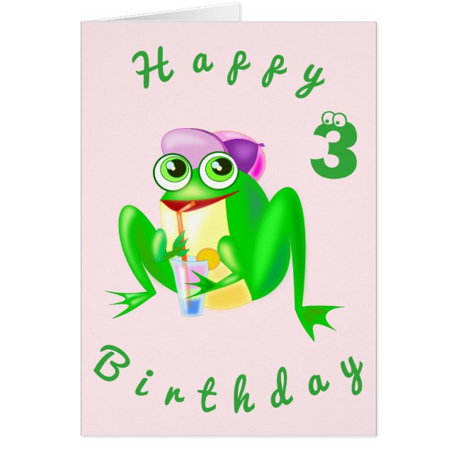 Baby Birthday Card Happy Frog - Personalised (Front)