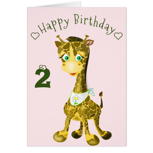 Baby Birthday Card happy Giraffe - Personalized (Front)