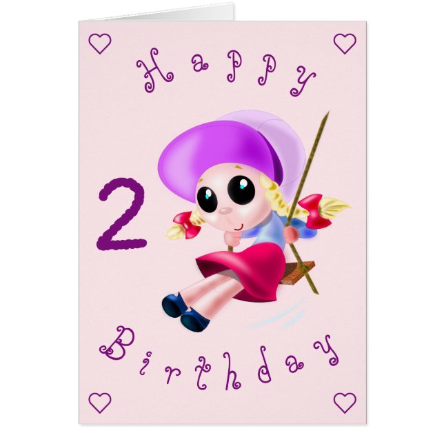 Baby Birthday Card Happy Little Girl - Personalise (Front)