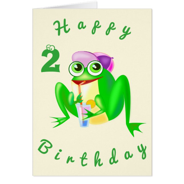 Baby Birthday Card Happy Party Frog - Personalised (Front)