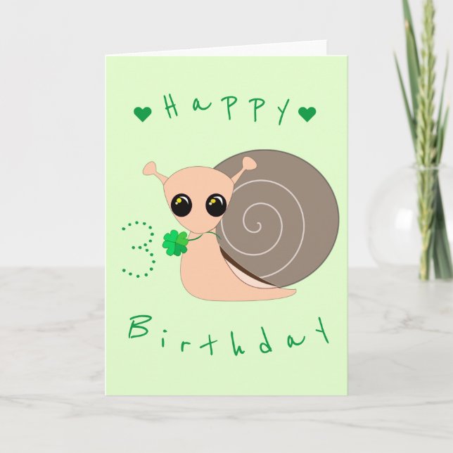 Baby Birthday Card Lucky Snail - Customisable (Front)