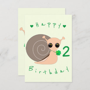 Baby Birthday Card Lucky Snail with Clover