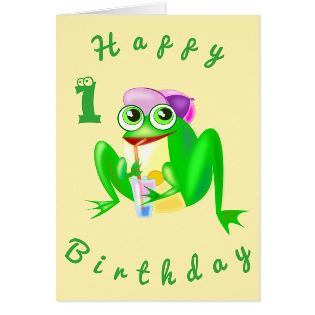 Baby Birthday Card Party Frog - Fun (Front)