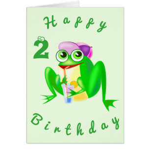 Baby Birthday Card Party Frog - Personalised