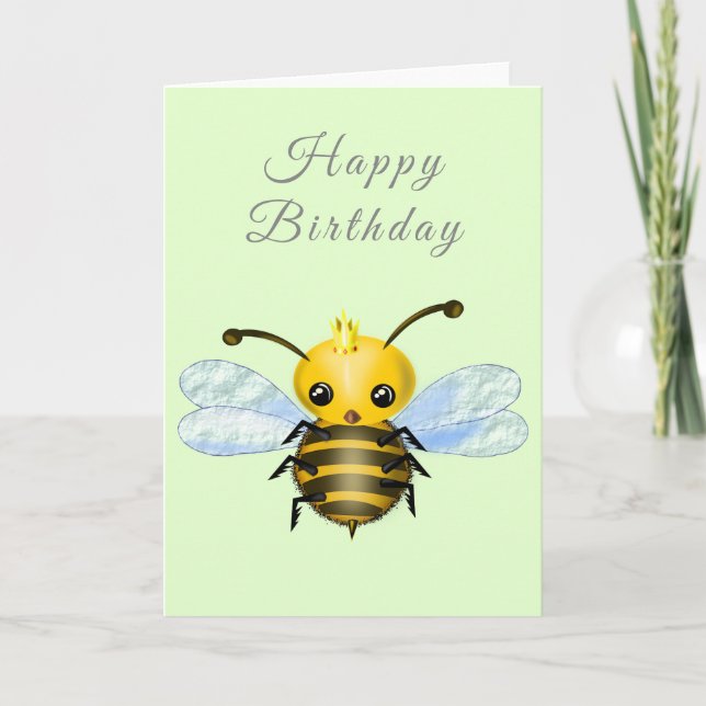Baby Birthday Card Queen Bee - Your Text (Front)