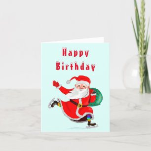 Baby Birthday Card Santa with Gift - Customizable