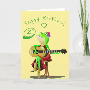 Baby Birthday Card with Guitar Player Frog