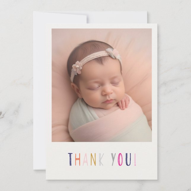 Baby birthday thank you card for gifts (Front)