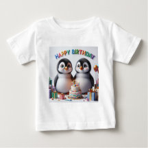 Baby Birthday Tshirt with penguins