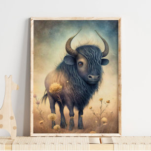 Baby Bison African Animal   Bison Wall Print