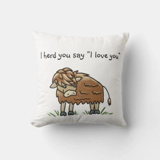 Baby bison cow buffalo I love you pillow
