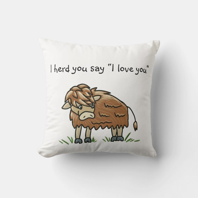 Baby bison cow buffalo I love you pillow (Front)