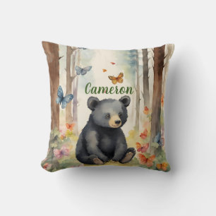 Baby Black Bear Gender Neutral Personalised Cushion