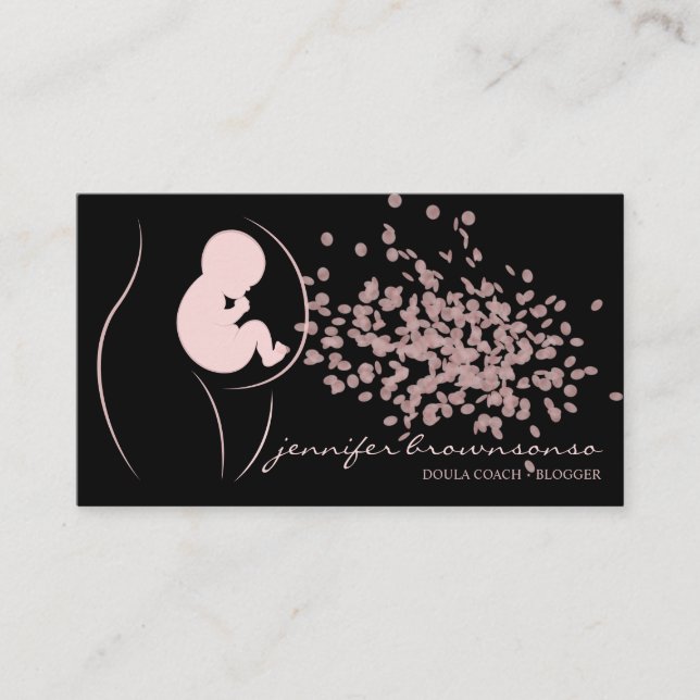 Baby Black Doula Birth Coach Pregnant Business Card (Front)
