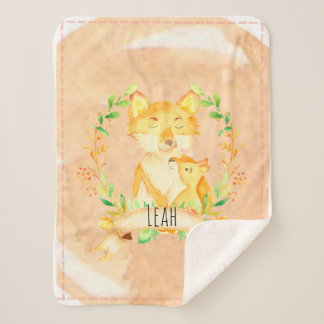 Baby Blanket Fox Floral Sherpa
